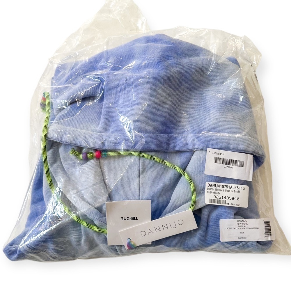 New with tag, DANNIJO Tie Dye Hoodie, Blue & White, Size M - Picture 11 of 14